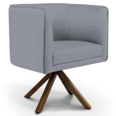 Poltrona Decorativa Giratória Base Giromad Madeira Betina C-416 Linho 