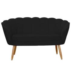 Namoradeira Pétala 2 Lugares para Sala Suede Pés de Madeira - Ds Estof