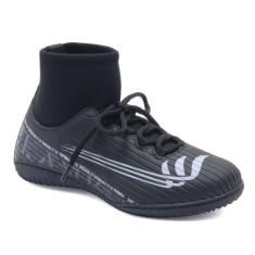 Tênis Futsal Cano Alto Chuteira Quadra Preto com Solado Costurado Anti