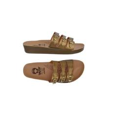 Sandália Conforto Feminina 3 Tiras Ortopédica Webe Flex, 35, Dourado