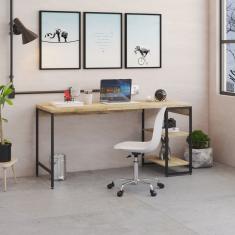 Escrivaninha com Estante Baixa 2 Prateleiras Estilo Industrial 150cm Active Yescasa