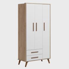 Guarda Roupa Infantil Q Encanto Retrô Carvalho Rústico Branco – Qmovi