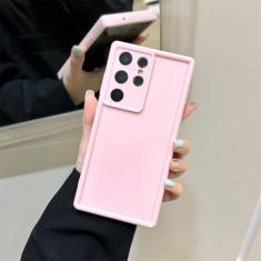Capa de silicone líquido Candy Soft para Samsung Galaxy S24 S23 S22 S21 Ultra Plus FE A54 A34 A14 A73 A53 A33 Capa de proteção de lente, rosa, para S23 Ultra
