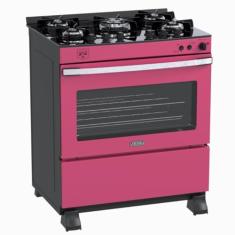 Fogao 5 Bocas Venax Gaudi Vetro Vitreo Pink Gas GLP 127 V