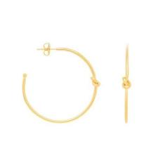 Brinco Rommanel Banhado A Ouro Meia Argola Fina Lisa Com Nó, 0