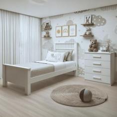 Quarto Infantil com Cama Solteiro Athenas e Cômoda 4 Gavetas Baião - M