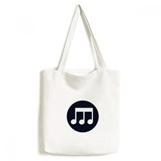 Bolsa sacola de lona preta com notas musicais e bolsa de compras casual