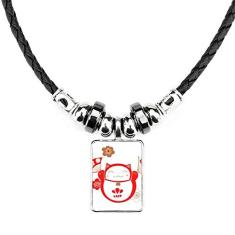 DIYthinker Lucky Fortune Colar com pingente de corda de couro com pingente de flor de gato japonês