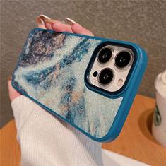 Estojo padrão de mármore com brilho gradiente para iPhone 14 Pro Max 11 12 13 Pro Max Plus Capa de silicone para proteção de câmera de metal, azul marinho, para iPhone 14 Plus