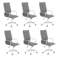 Kit 6 Cadeiras de Escritório Presidente Giratória Sevilha Preto