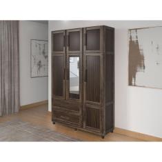 Guarda-roupa Solteiro com Espelho 7 Portas 2 Gavetas Fortaleza Imbuia Marroml