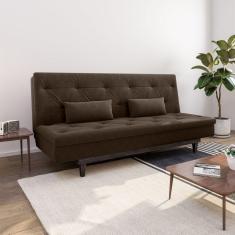Sofá Cama 3 Lugares em Suede Tokio Yescasa Marrom / Marrom