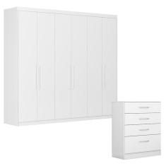 Cômoda Astral e Guarda Roupa Casal Venice 62480 Branco Brilho - Demóbile