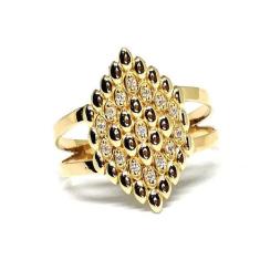 Anel De Ouro 18 K Aro Duplo Com Pedras - Elegancy Joias, 22
