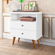 Mesa de Cabeceira Status 2 Gavetas Branco - J&a Móveis