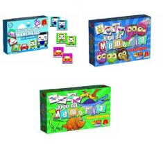 Super Kit com 3 Jogos da Memória em Madeira 24 pç -Algazarra