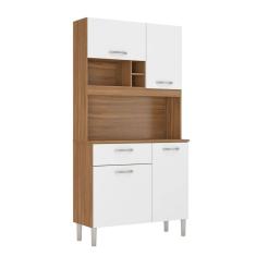 Armário Cozinha Compacta Pequena C/ Balcão 4 Portas 1 Gaveta 4 Pés Malta