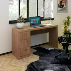 Mesa de Escritório 3 Gavetas Tecno Mobili - Amêndoa, Marrom