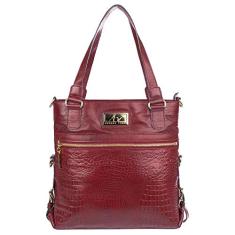 Bolsa de couro duas em uma croco Luiza - Vermelho