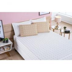 Jogo De Cama Lençol 200 Fios Petit Poá King 03 Peças - Caqui