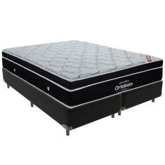 Cama Box Preto E Colchão Elegant Molas Ensacadas Queen Ortobom