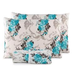 Jogo De Lençol Queen 3 Peças 200 Fios 100% Algodão Estampado - Shoppin