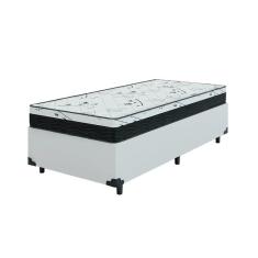 Cama Box Solteiro 88 Tecido Sintético Branco Com Colchão Espuma D33 One Face - Bello Box - 58x88x188