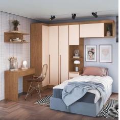Guarda-roupa Modulado 6 Peças Infinity Cedro/Blush