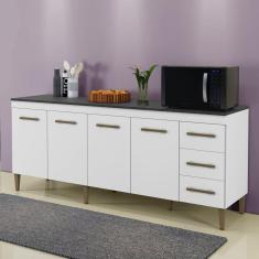 Balcão Atenas 4 Portas e 3 Gavetas  Kaiki Móveis Branco