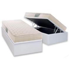 Conjunto Box Baú Solteiro: Colchão Espuma Herval D45 Droom + Base CRC Courano White(88x188)