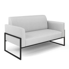 Sofá Namoradeira Base Industrial Alta Preto Marisa Linho D03 - D\`rossi Cor A05 Cinza