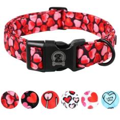 Coleira de Dia dos Namorados MR. CHUBBYFACE Pink Love Dog Collar Cute Boy Girl Dog Collars para cães pequenos, médios e grandes