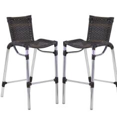 Kit 2 Banquetas Alumínio Fortaleza Alta Para Pedra Ferro