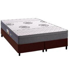 Cama Box Queen: Colchão Espuma D45 Polar Pérola Brown + Base CRC Courano Brown(158x198)