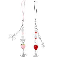 cioatu 1-4 peças encantadores de telefone estéticos Y2K pulseira rosa morango borboleta estrela telefoneCharm Y2K acessórios para bolsa, chaveiro, airpods, câmera, pingentes, decoração, One Size, Liga