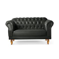 Sofá Duque Chesterfield 2 Lugares couro Ecológico Preto 300