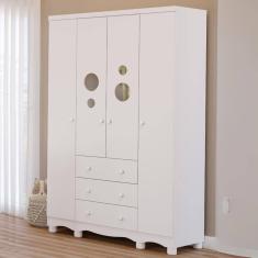 Guarda Roupa Infantil Bolinha 4 Portas 3 Gavetas Móveis Peroba