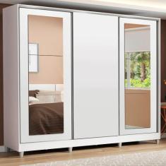 Guarda-Roupa Casal Madesa Eros 3 Portas de Correr com Espelhos com Pés