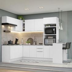 Armário de Cozinha Completa de Canto 489cm Branco Stella Madesa, Branc