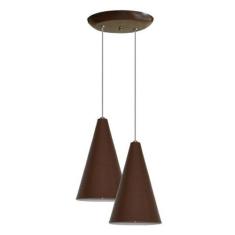 Luminaria Pendente Colorido Duplo Para Sala Quarto Cozinha - Marrom - 