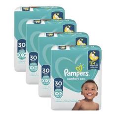 KIT 4 FRALDAS PAMPERS CONFORT SEC MEGA XXG/30 = 120un