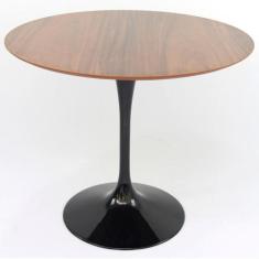 Mesa De Jantar Tulipa  Saarinen Redonda 150 cm Madeira Base Preta - Ee