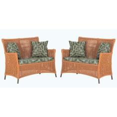 2 Sofás Área Externa Igapó Alumínio Pintura Marrom Corda Náutica Estof