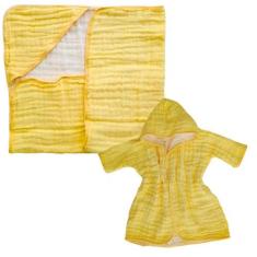 Kit 1 Toalha de Banho Bebe Soft com Capuz de Fralda + 1 Roupão com Cap