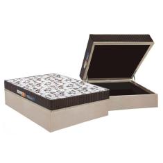 Cama Box Baú Casal: Colchão Espuma D45 Polar Pérola + Base Crc Suede Clean(138X188)