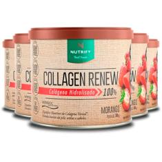Kit 5 Collagen Renew Colágeno Hidrolisado Morango Nutrify 300g