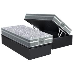 Cama Box Baú Solteiro: Colchão Anatômico Probel D28 / ep Firmepedic ProDormir Advanced Tech1000 Plus + Base crc Suede Gray(88x188)