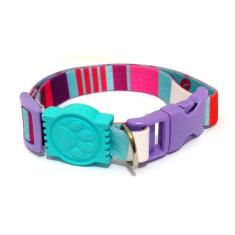 Coleira De Seda Listada Azul E Rosa Tamanho Único