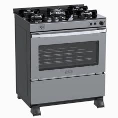 Fogao 5 Bocas Venax Gaudi Vetro Vitreo Inox Gas Glp