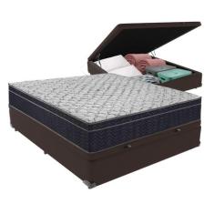Conjunto Cama Marrom Viúvo Box com Baú e Colchão Airtech D45 - Ortobom